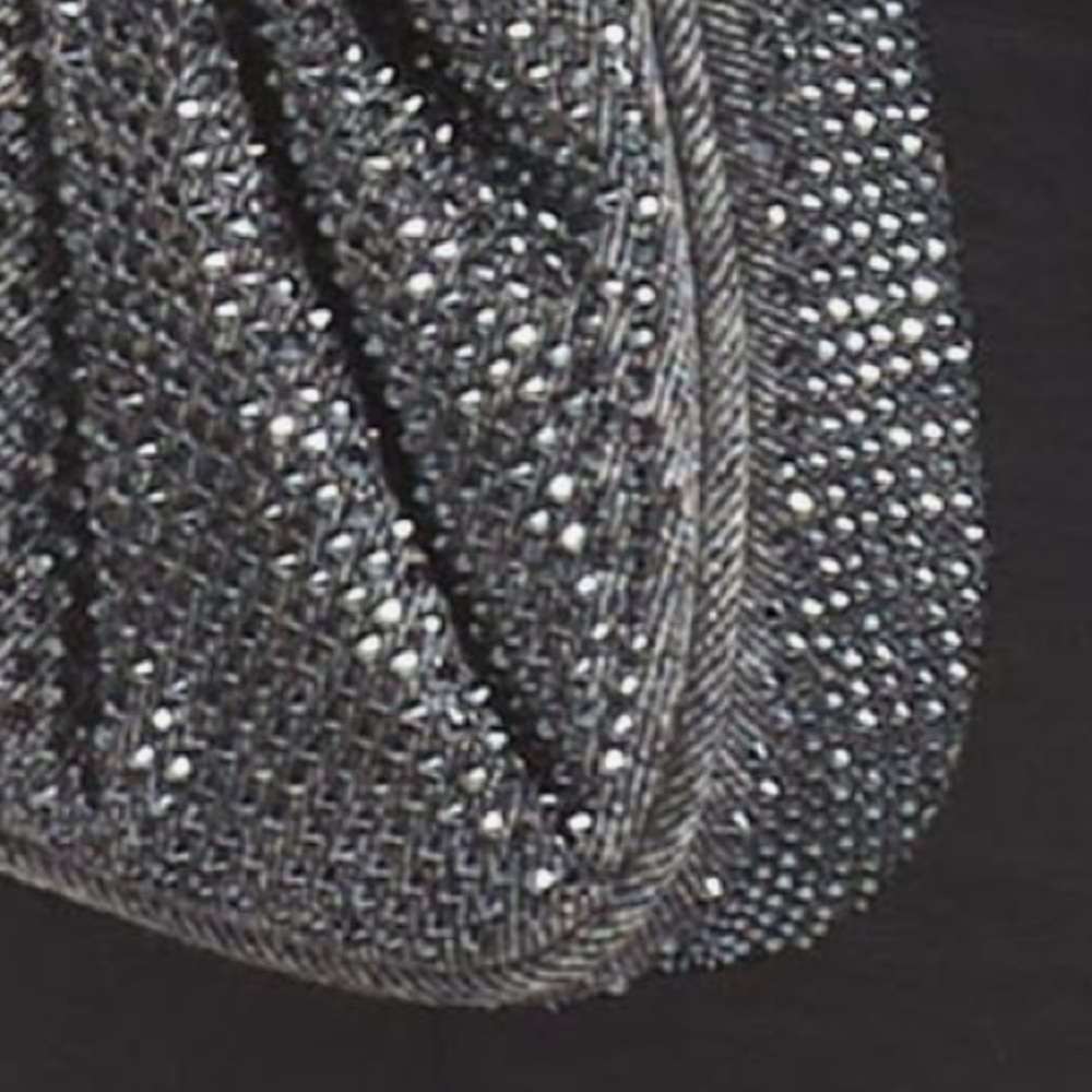 JW PEI Black Glam Gabi Rhinestone Black Ruched Textured Hobo Shoulder Bag::NWT:: - Picture 5 of 11